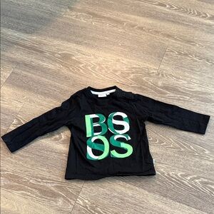 Boss Black Long Sleeve Tee with Green and White Logo